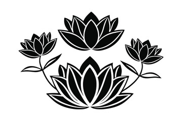 Elegant black and white stylized lotus flower arrangement