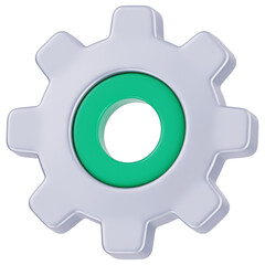 gear wheels 3d render icon in cartoon plastic style minimal isolated on transparent white background, clipping path	
