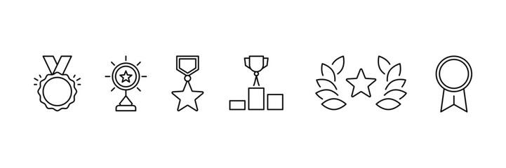 Set of Winning award icon collection. Trophy, Medal, winner, success symbol.