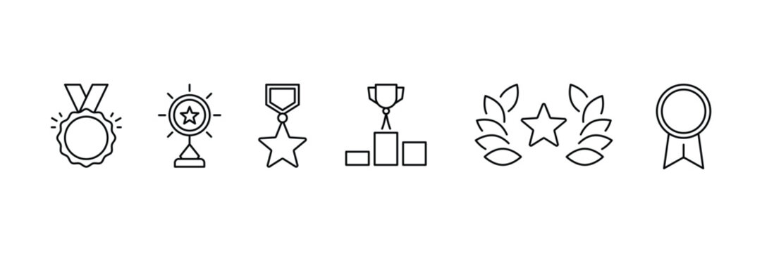 Set of Winning award icon collection. Trophy, Medal, winner, success symbol.