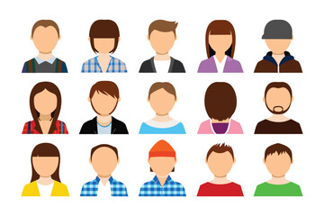 Diverse Avatars: A vibrant collection of faceless avatar illustrations, each depicting a unique individual through distinct hairstyles, attire, and expressions.