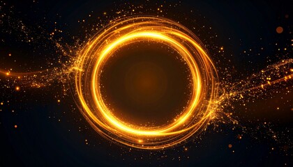 Futuristic Gold Vortex Portal with Sparkling Light Trails, a Dynamic Sci-Fi Concept for Fantasy Themes
