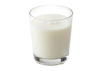Clear glass filled with fresh white milk isolated on transparent background