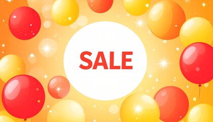 Bright Orange Balloon Sale Background, a cheerful concept for seasonal promotion ads