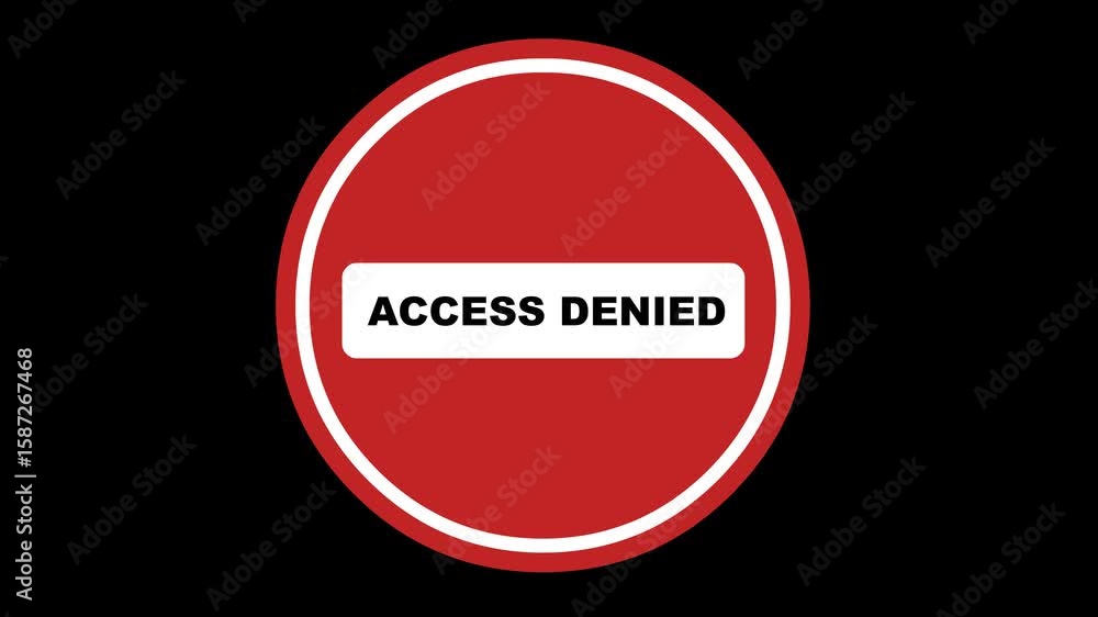 Poster video animation signage label access denied concept icon, on a transparent background with alpha cha