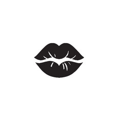 Lipstick Kiss Mark Silhouette on White Background – Vector Illustration for Romantic Expression, Beauty Symbolism, and Playful Elegance Concepts