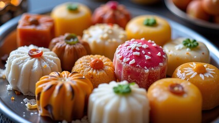 Traditional delight festive treat, joyful celebration, sweet indulgence, cultural flavor, delightful dessert, rich taste, happy moments.