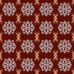 A seamless ikat pattern. Seamless folk fabric patterns combine geometric shapes and tribal patterns, suitable for making curtains, blankets, tiles, clothing pattern, phone case, and home decorations.