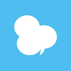  Cloud Speech Bubble. Abstract white cloudy text box isolated on blue background. Vector illustration
