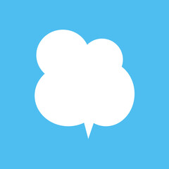  Cloud Speech Bubble. Abstract white cloudy text box isolated on blue background. Vector illustration