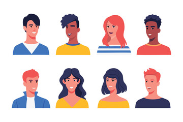 Diverse Faces in Unity: Capturing the essence of a global village, this illustration features a diverse array of smiling faces. Each portrait showcases a unique individual.