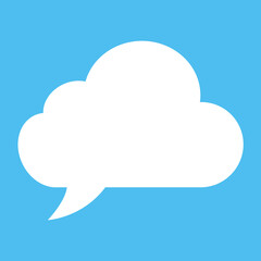  Cloud Speech Bubble. Abstract white cloudy text box isolated on blue background. Vector illustration