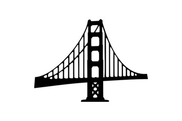 Silhouette of a golden gate bridge, golden gate bridge vector illustration