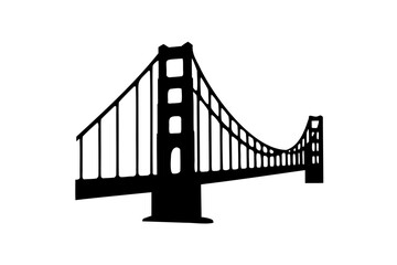 Silhouette of a golden gate bridge, golden gate bridge vector illustration
