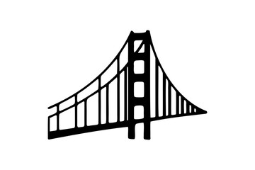 Silhouette of a golden gate bridge, golden gate bridge vector illustration