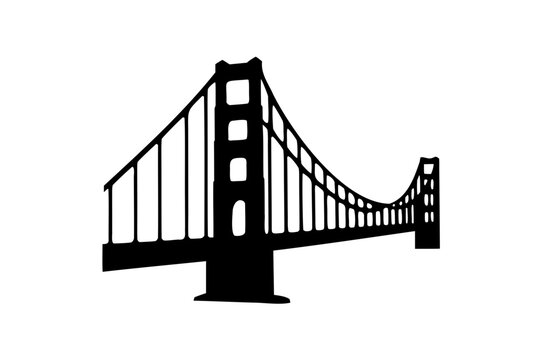 Silhouette of a golden gate bridge, golden gate bridge vector illustration
