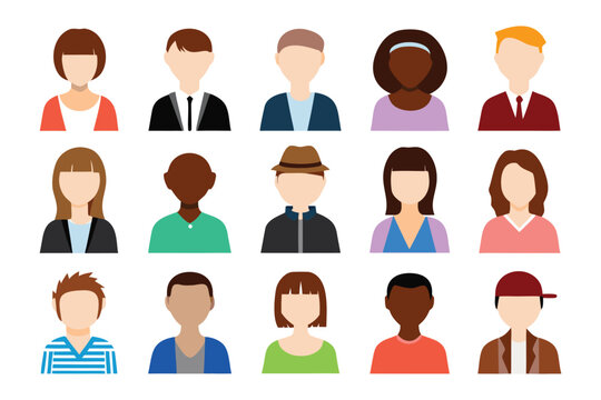 Diverse Faceless Avatars: A curated collection of diverse, faceless avatar illustrations representing people from different backgrounds and styles. Evoking a sense of inclusivity and broad appeal.