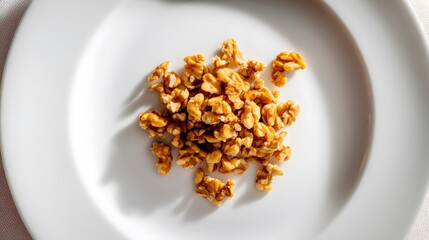 Walnuts on white plate healthy snack food photography food styling nutrition
