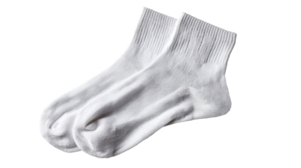 White cotton ankle socks with isolated, transparent background
