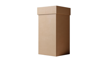 blank brown tall carboard box on white background