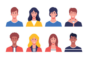 Fototapeta premium Diverse Avatars of Societal Representation: A vibrant collection of avatars featuring a spectrum of individuals, each with distinct characteristics and expressions that bring them to life.