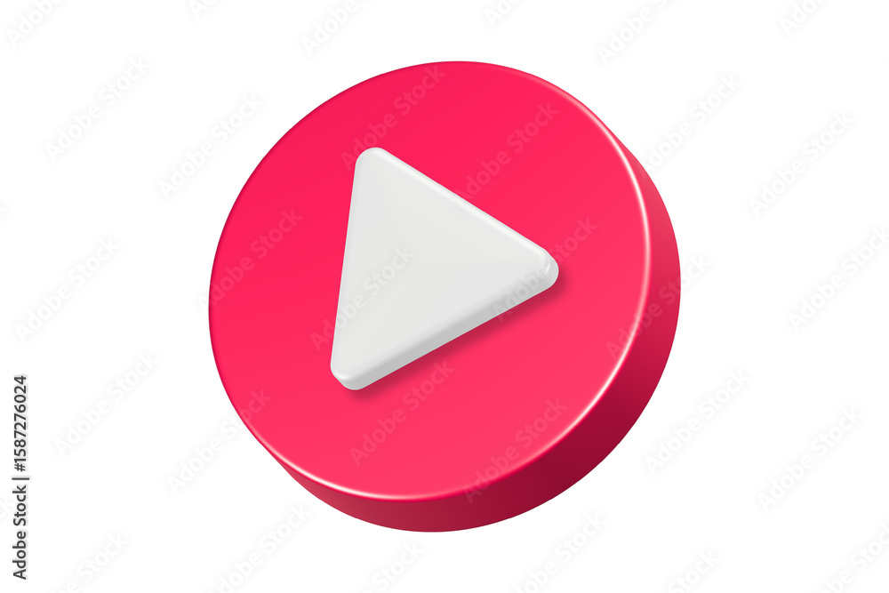 Poster play media button icon symbol 3d rendering