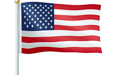 American flag isolated on white background