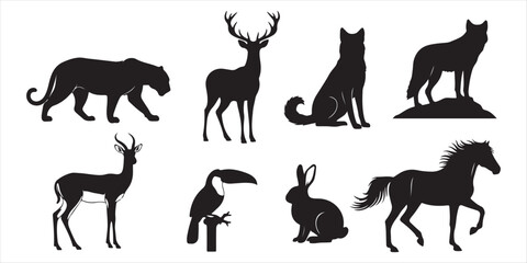 Hand drawing animal silhouettes in vector art


