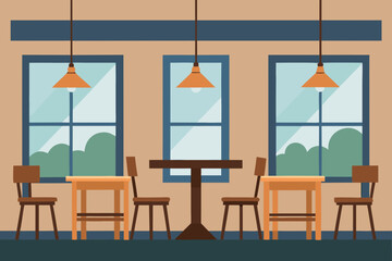 artisan caf  interior with solid wood tables