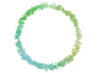 水彩・リースのような円フレーム素材・グリーン