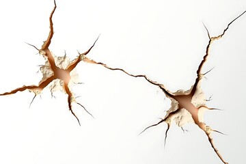 Cracked wall texture background, damage surface, plaster crack, grunge effect, broken white wall design 