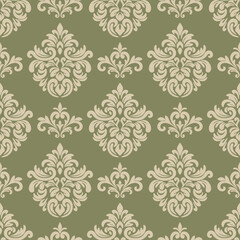 Seamless ornate floral damask pattern, Victorian art decorative hand drawn vector illustration design.