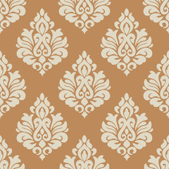 Wallpaper in the style of Baroque. Seamless vector background. White and grey floral ornament. Graphic pattern for fabric, wallpaper, packaging. Ornate Damask flower ornament.