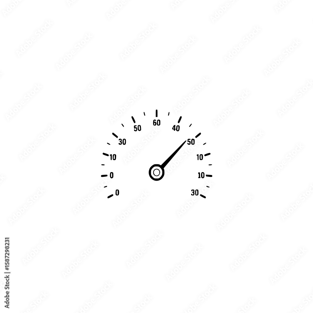 Poster speedometer gauge: a simple black and white line art illustration of a speedometer, showcasing its m