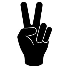 Obraz premium Hand gesture peace sign symbol fingers raised up silhouette vector illustration