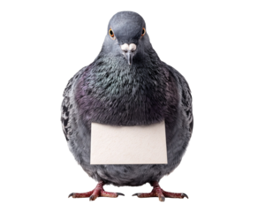 Pigeon holding blank card in front
