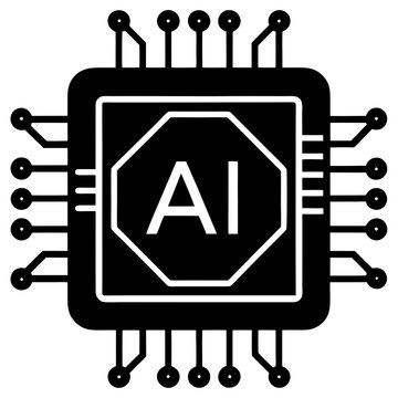 black ai chip icon clip art preview