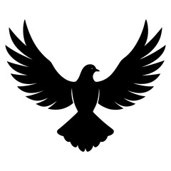 Obraz premium Elegant dove bird flying wings open simple silhouette vector illustration