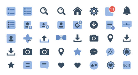 Fototapeta premium Mobile App UI Icons – Flat Minimalist Vector Pack