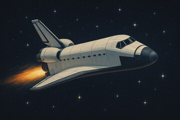 Naklejka premium Space shuttle on the moon