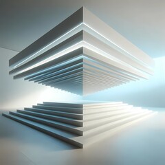 Obraz premium Side View of Triangle Stage with Luminous Floating Slab