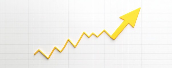 A vibrant yellow arrow trends upward on a graph, symbolizing growth, progress, and positive financial performance in business and investment strategies.
