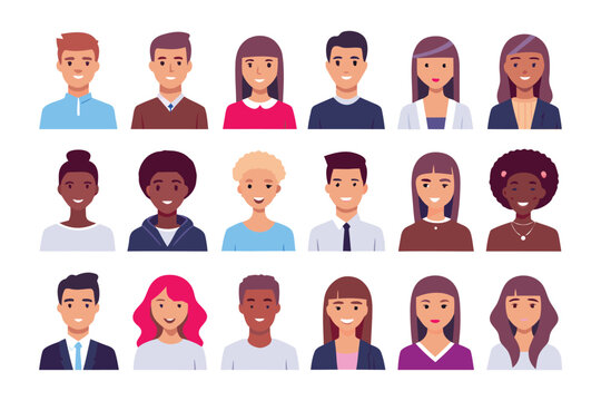 Diversity Character Illustration: A flat vector of diverse people of varying ethnicity and skin tones showcases unity and representation in a modern, stylized design.