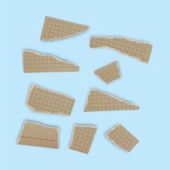 Blue Background with Multiple Torn Paper Rectangles