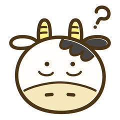 Cute Cow Emoji – Confused Face Expression of Ushiko