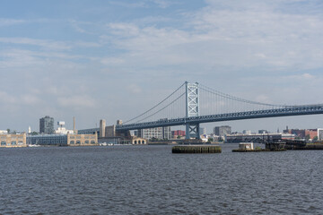Ben Franklin Bridge as seen from Camden, New Jersey