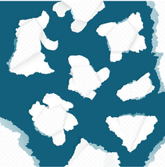 Torn Island Shape Paper Vector on Transparent Background