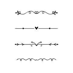 Set of Vintage decorative lines. text dividers. Line border. Lines separators, Borders, Vintage dividers, Underline elements. Divider set vector. Vector illustration.Line dividers.	