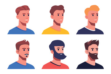 Six Men's Portraits : A diverse collection of male headshots, each showcasing distinct hairstyles and expressions, offers a glimpse into varied personalities.