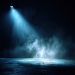 Dark room with spotlight and smoky haze